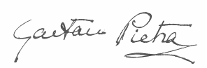 firma di Gaetano Pietra (dal libro Gli esodi in Italia durante la guerra mondiale 1915-1918)