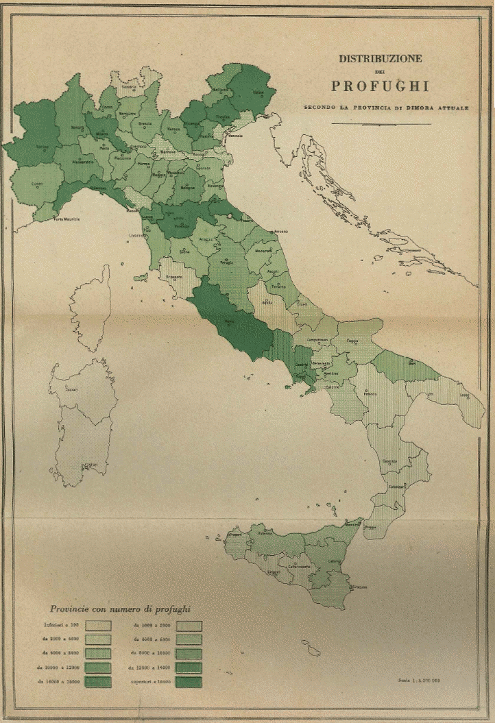 Distribuzione dei profughi secondo la destinazione