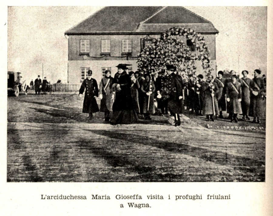L'arciduchessa Maria Giuseppina di Sassonia visita i profughi friulani a Wagna
