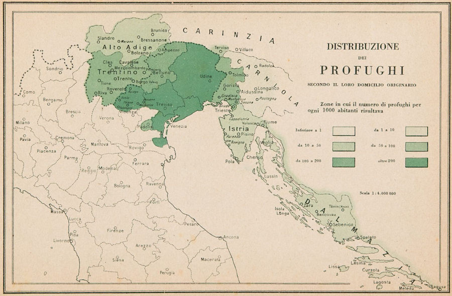 La distribuzione dei profughi secondo la loro provenienza