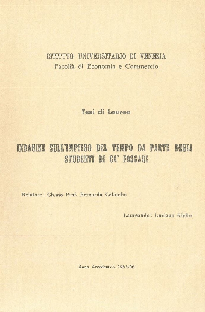 Istituto Universitario Ca Foscari di Venezia Bernardo Colombo