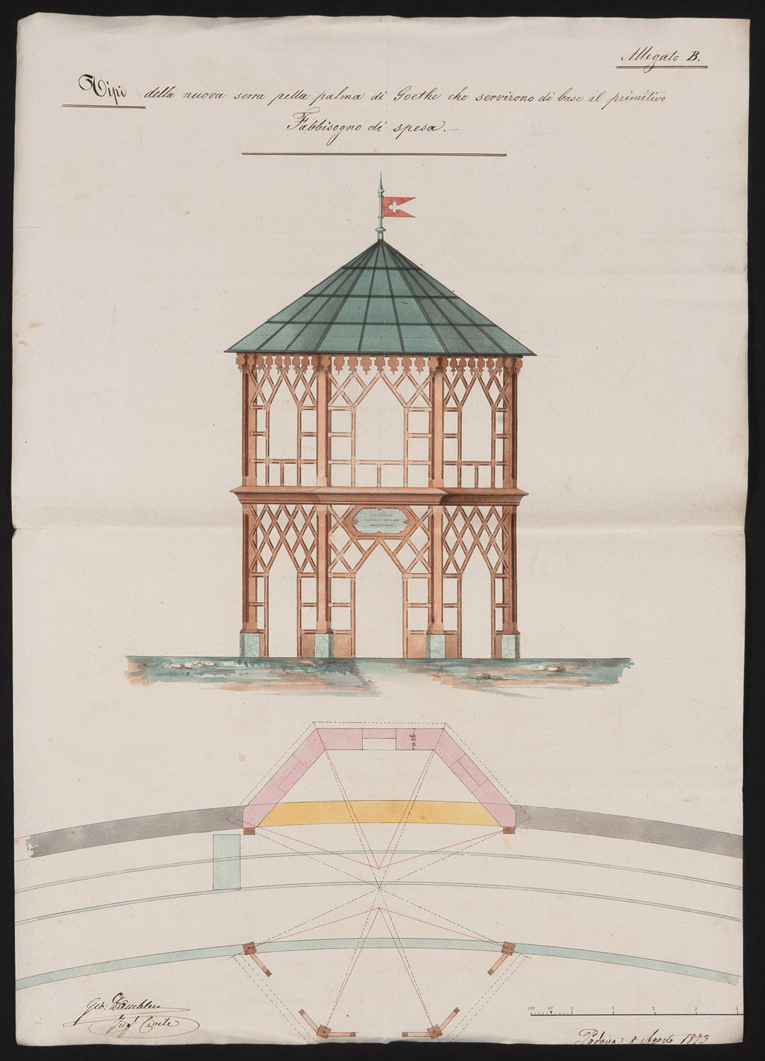 Disegno della serra della Palma di Goethe 1