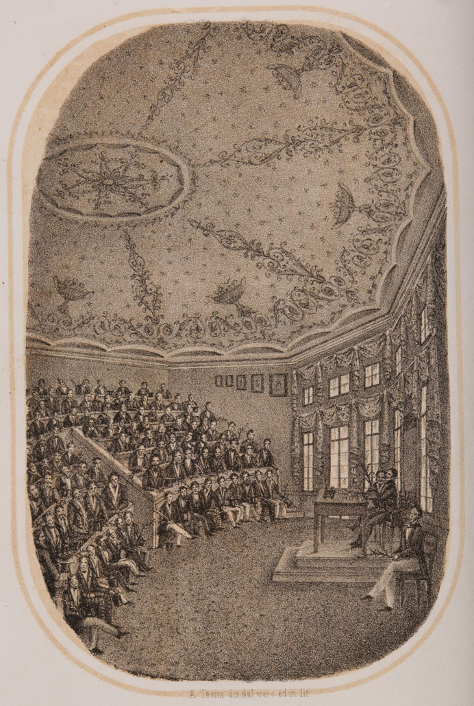 L'aula emiciclo. Tratta dall'opera 'Guida all'imp. regio orto botanico in Padova' del 1854