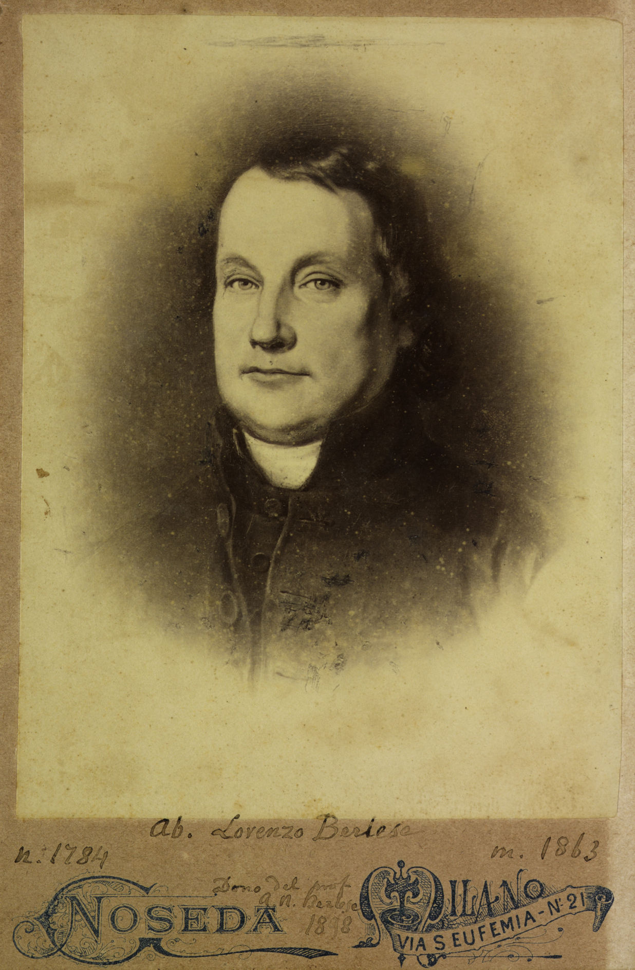 L'abate Lorenzo Berlese (1784–1863), fotografia all'albumina