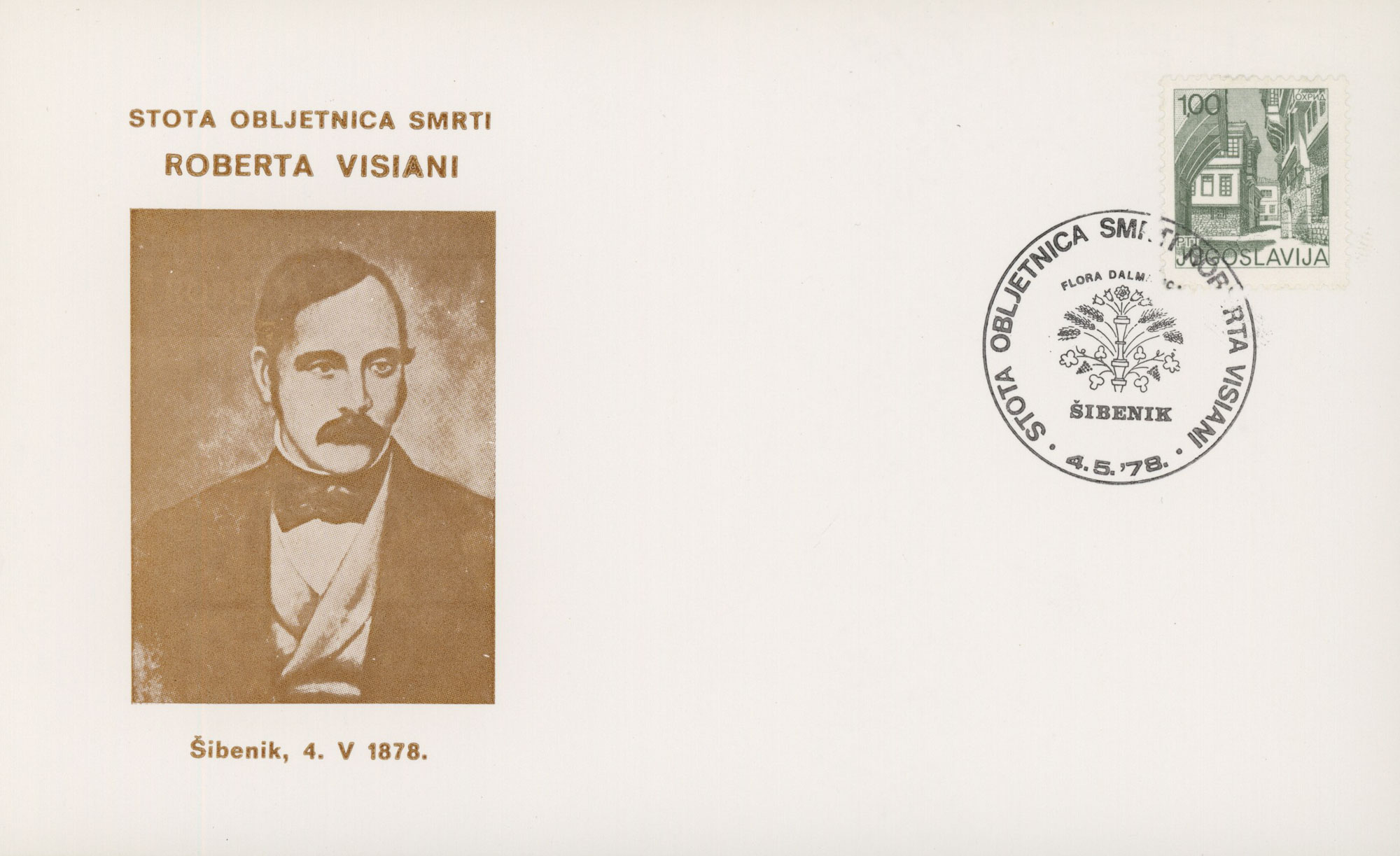 cartolina commemorativa in onore del centenario della morte di Roberto De Visiani