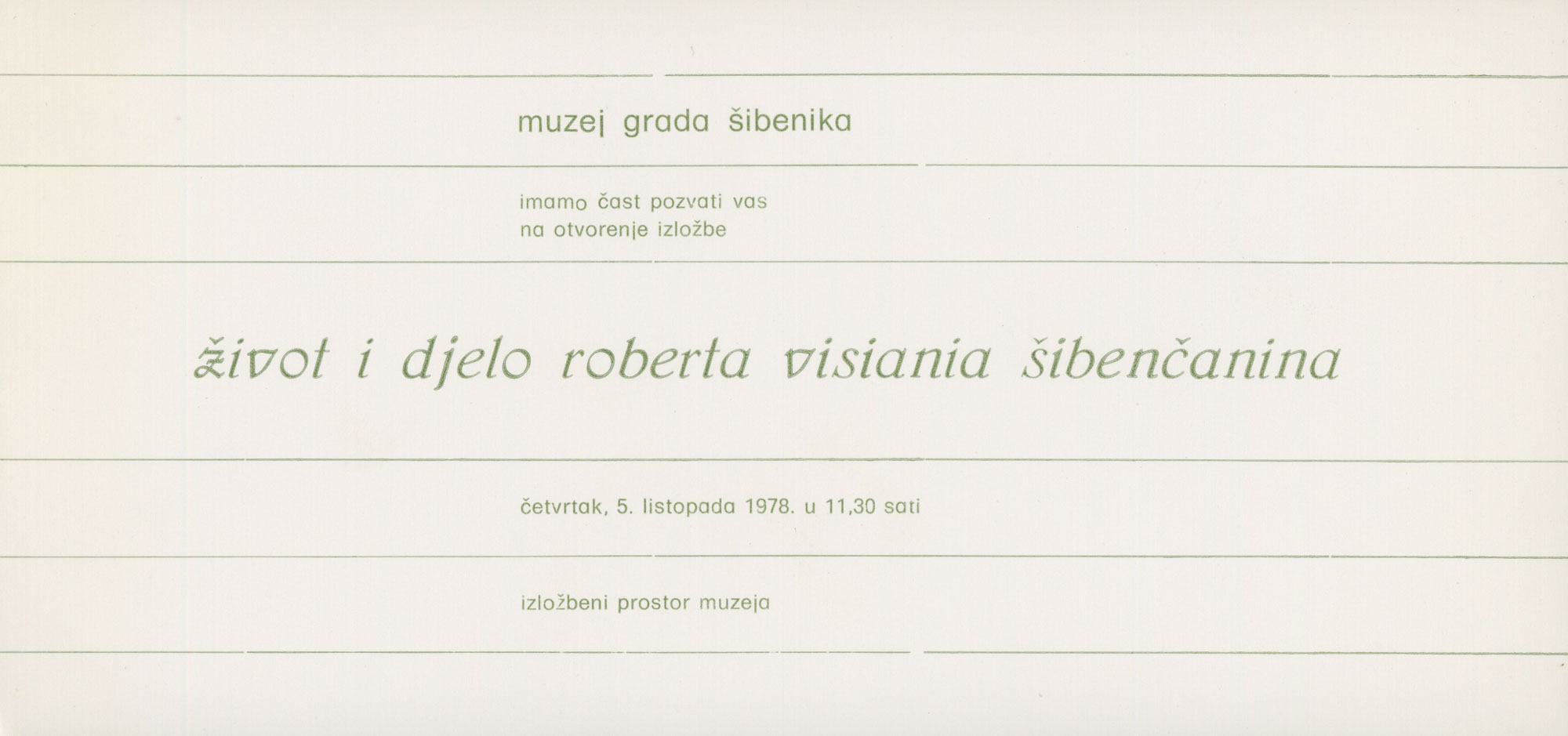 biglietto per la mostra in onore del centenario della morte di Roberto De Visiani