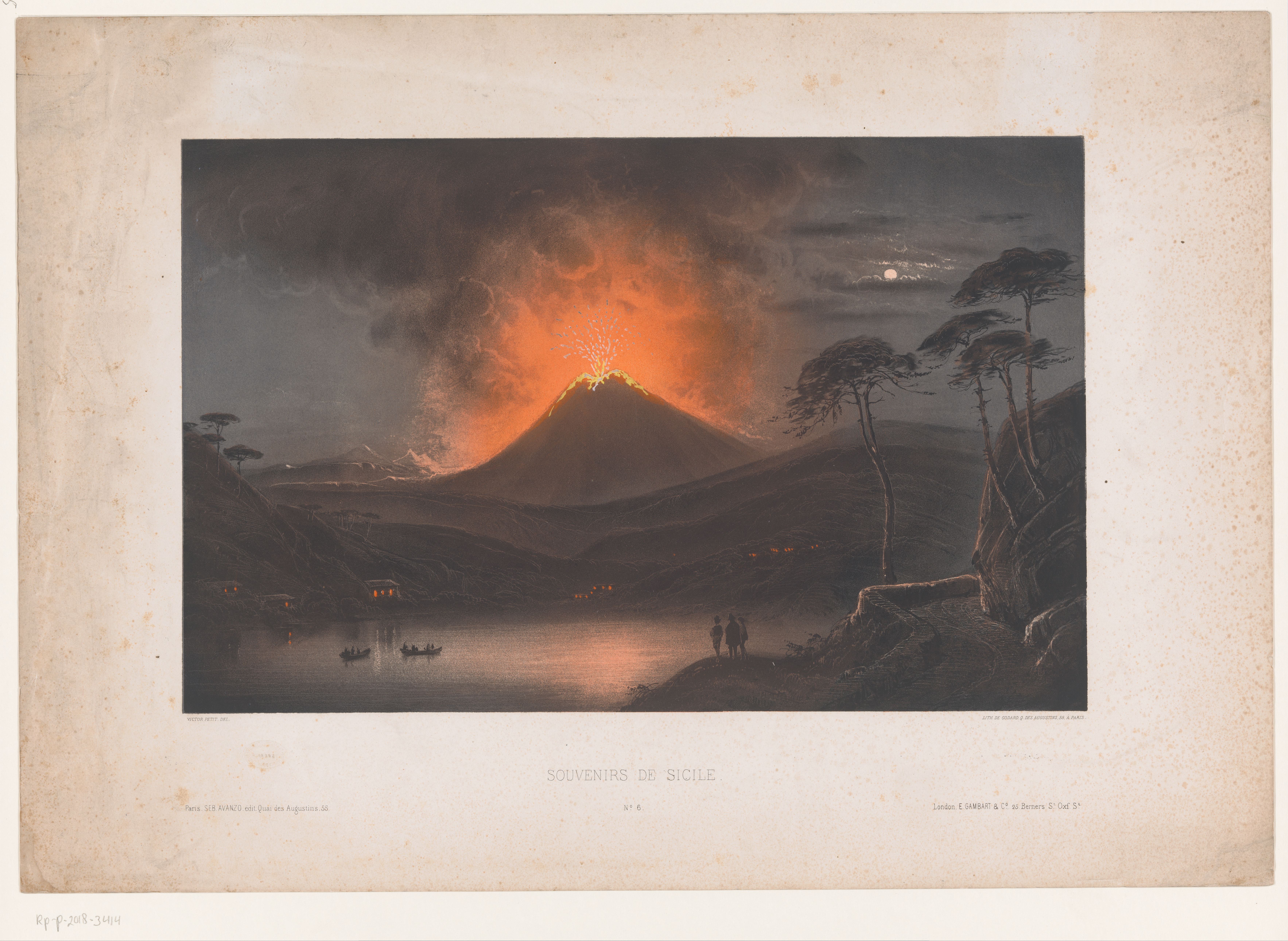 Veduta dell'Etna durante un'eruzione, Victor Jean Baptiste Petit, 1828 - 1863