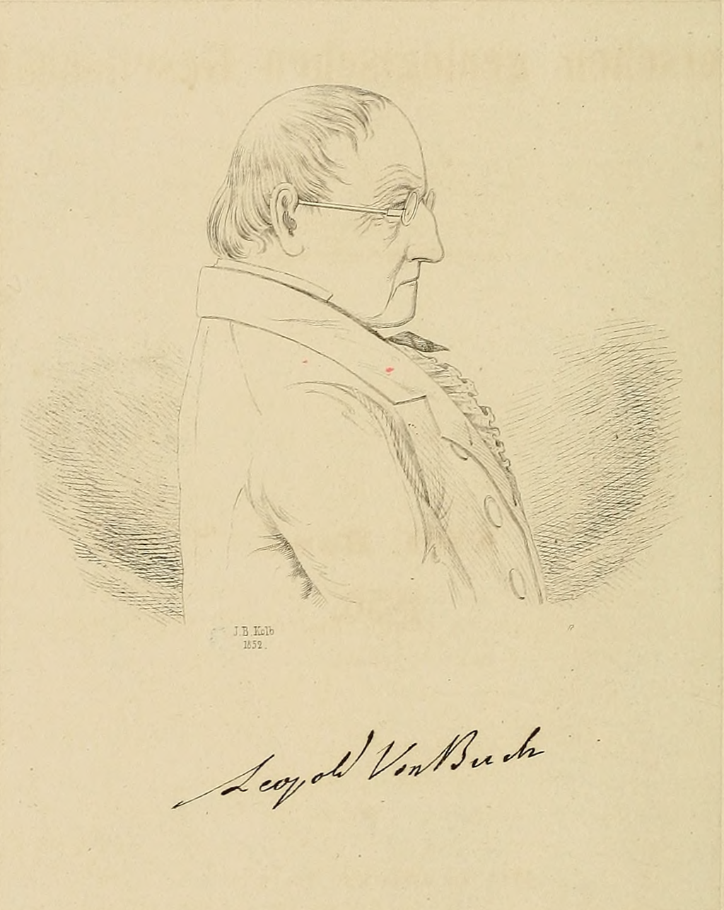Portrait of Leopold von Buch in: Zeitschrift der deutschen geologischen Gesellschaft, vol. 8(1856). American Museum of Natural History Library, reproduced in Internet Archive.