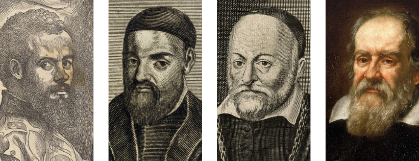 Quattro ritratti: Vesalio, Falloppio, Acquapendente, Galilei