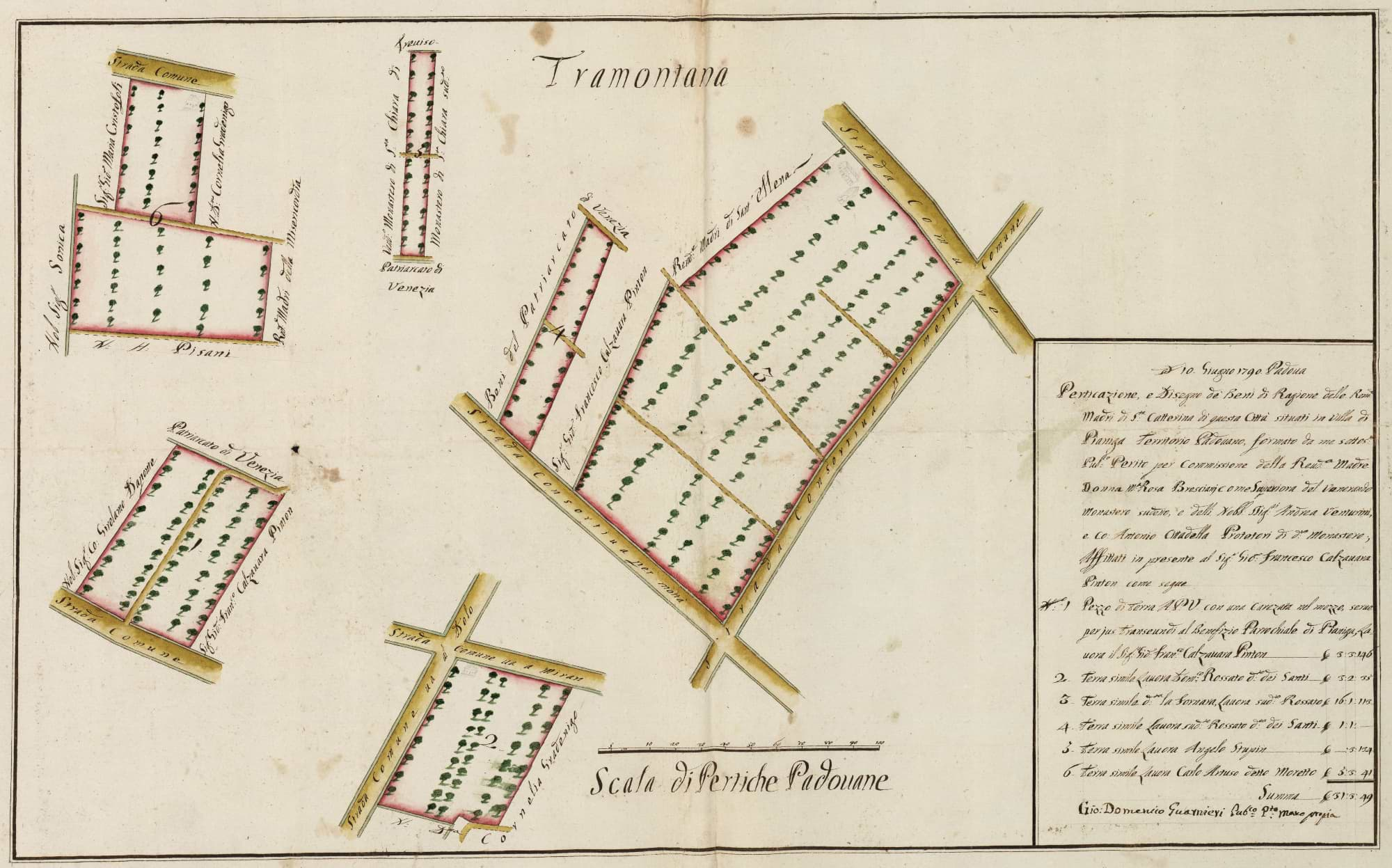 Properties owned by the monastery of Santa Caterina in villa di Pianiga