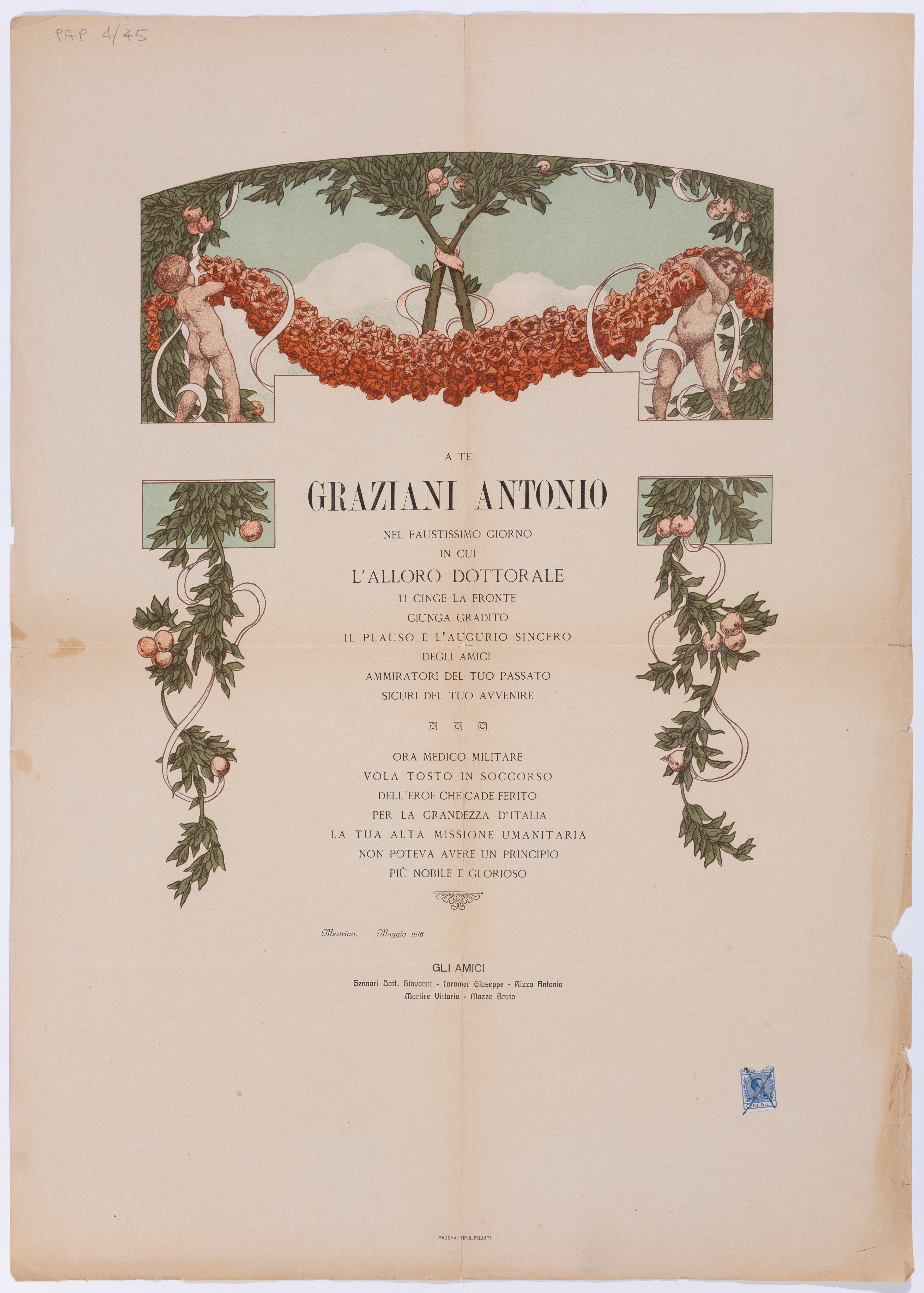 Papiro di Antonio Graziani, maggio 1916, BC, RP