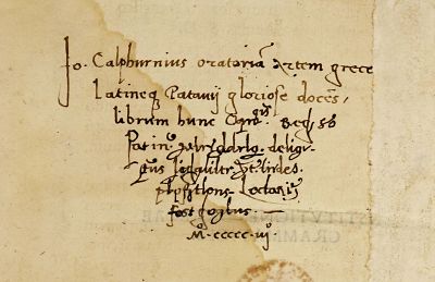 Nota di dono di Calfurnio (BUPd, Sec.XV.129)