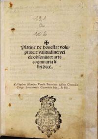Platina, De honestate, voluptate & valitudine (BUPd, 121.a.106, front.)