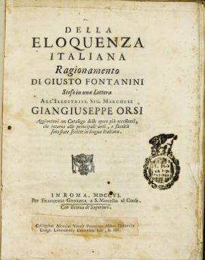 Giusto Fontanini, Dell'eloquenza italiana (BUPd, 53.a.39)