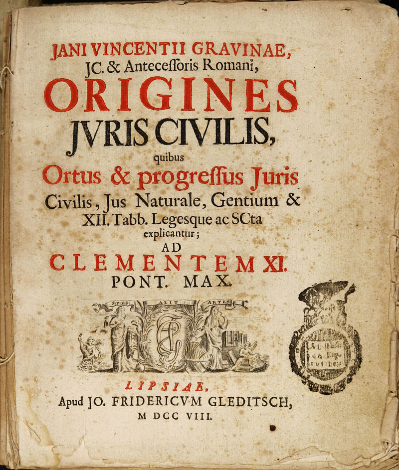 Gian Vincenzo Gravina, Origines juris civilis (BUPd, 69.a.65)